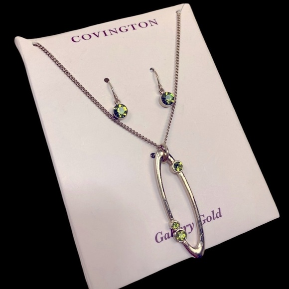 🆕 Gorgeous Covington Gallery Gold Tone Jewelry Set Green - Picture 1 of 15